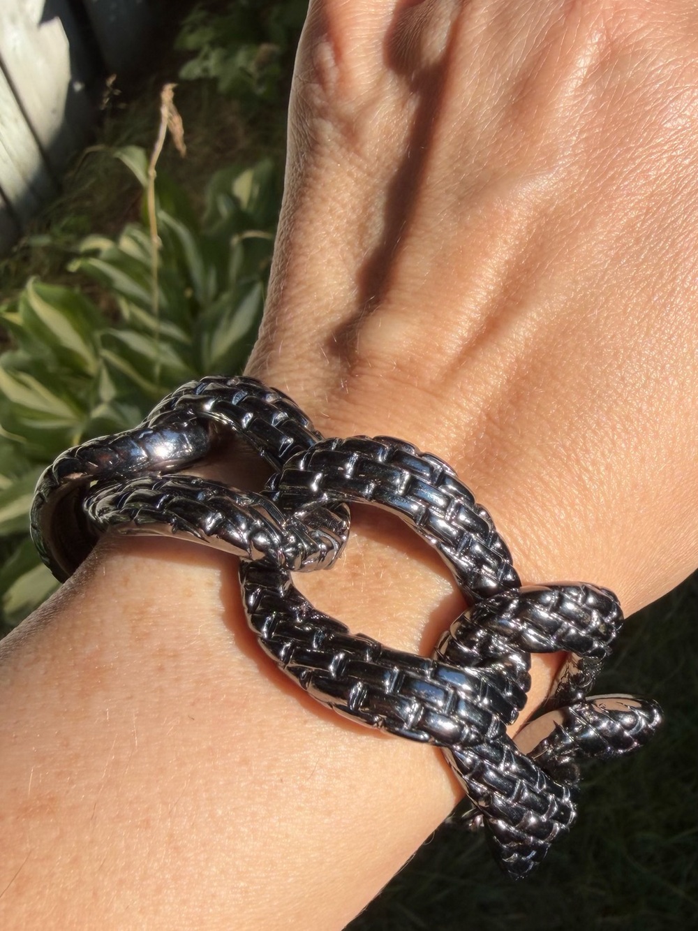 Graziano CN Textured Chain Link Bracelet – Statement – Marked – Excellent Condit